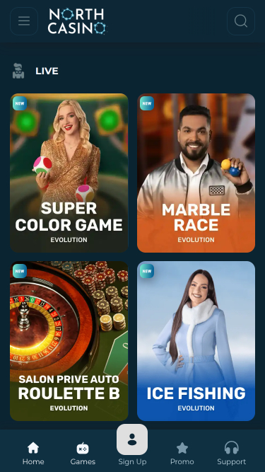 Casino móvil con crupier en vivo del North Casino