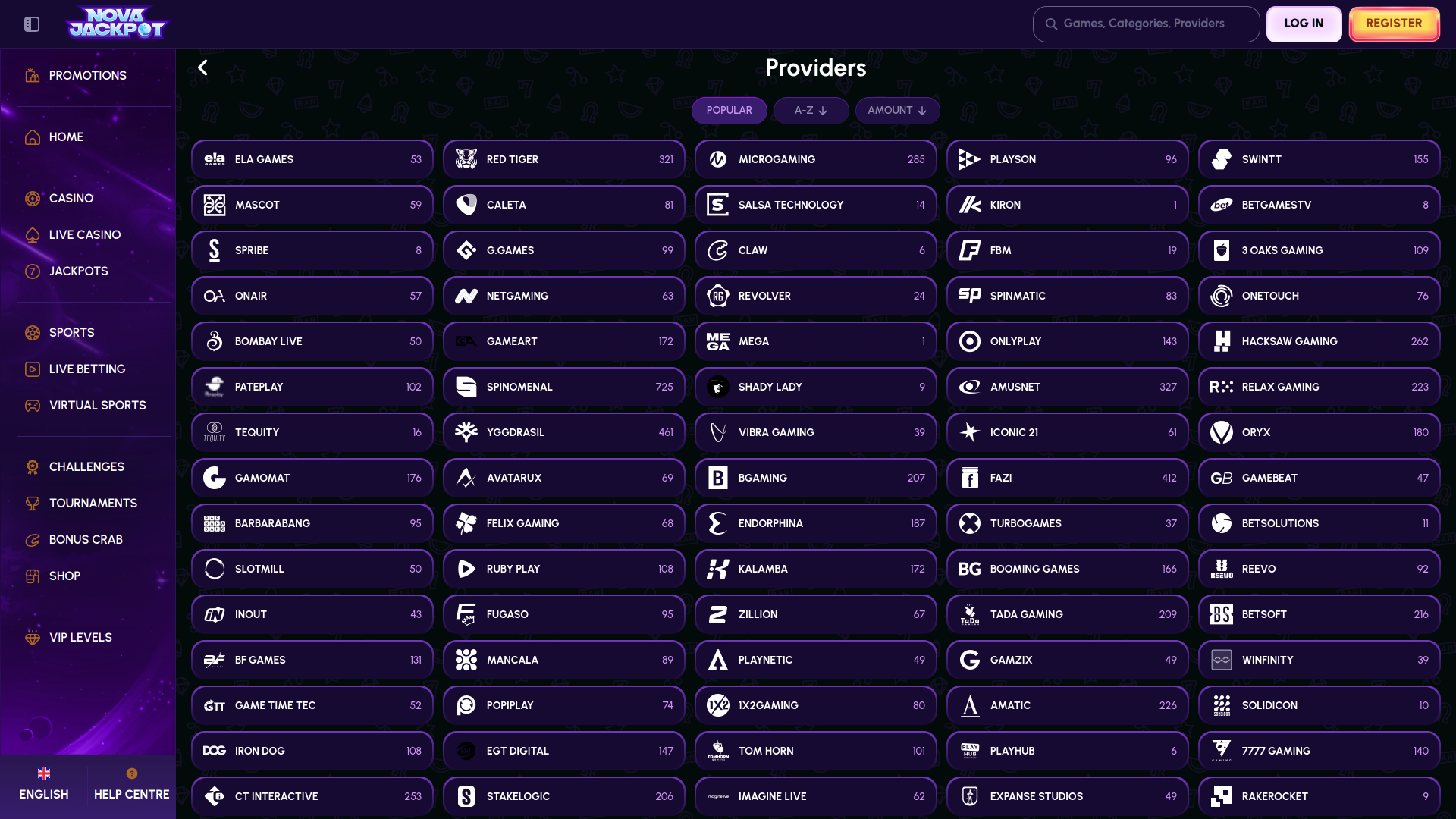 Разработчики настольных игр для казино NovaJackpot