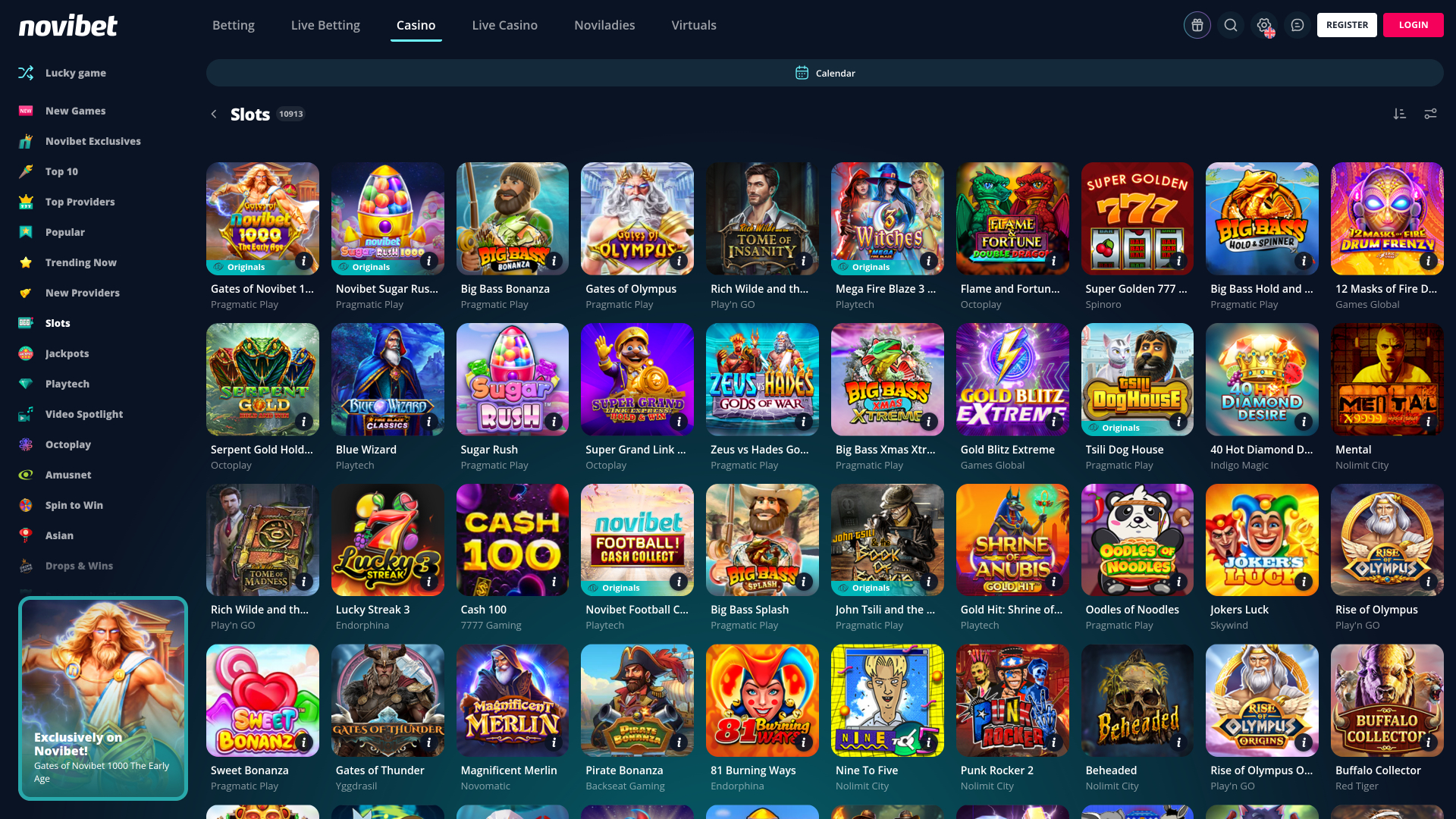 Novibet Casino Desktop-Spiele