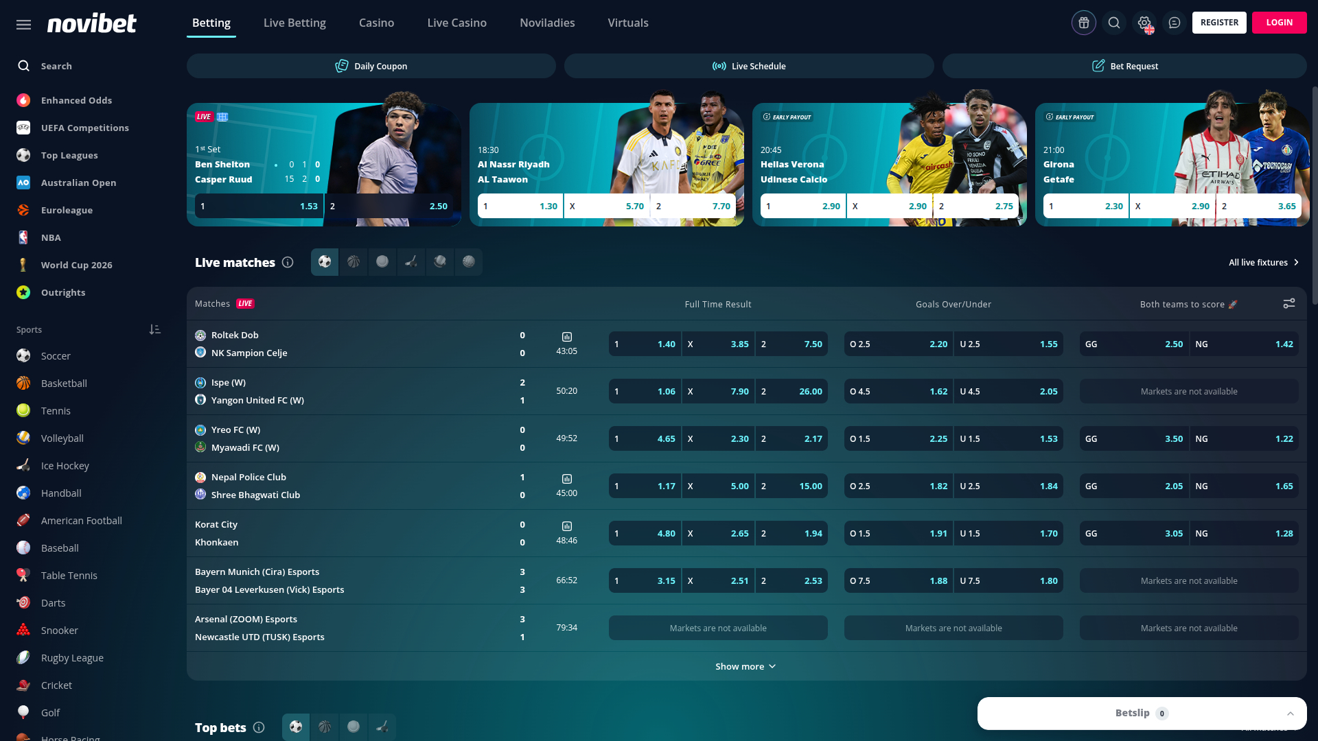 Novibet Casino Desktop Sportwetten