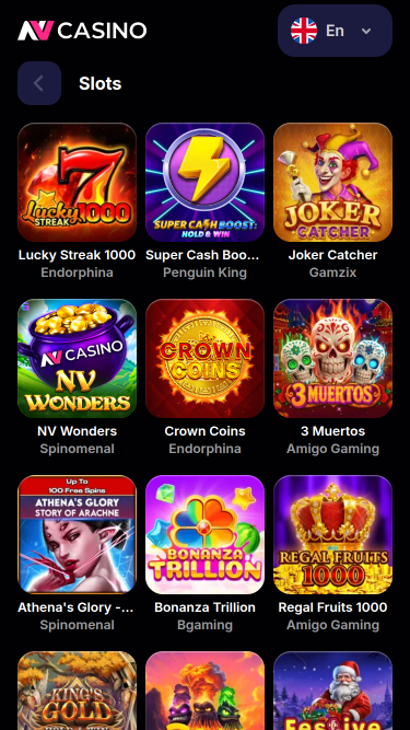 Jeux mobiles de casino NV