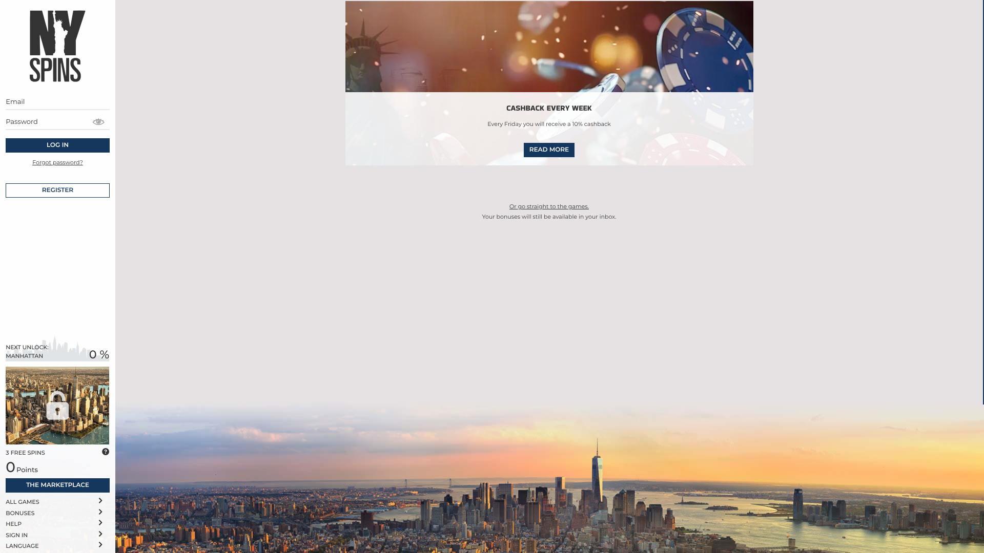 NYspins Casino Desktop Promotions