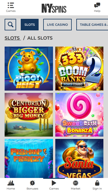 NYspins Casino Mobile Games