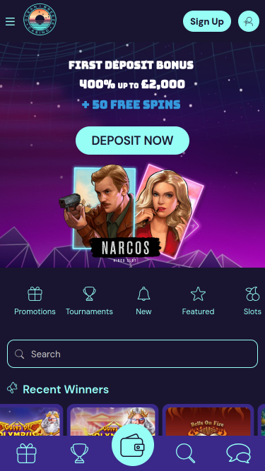 Page d'accueil mobile du casino Ocean Breeze