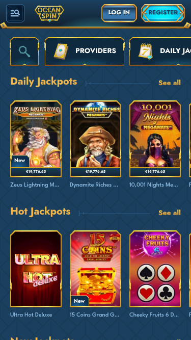 Jackpot mobile du casino Oceanspin