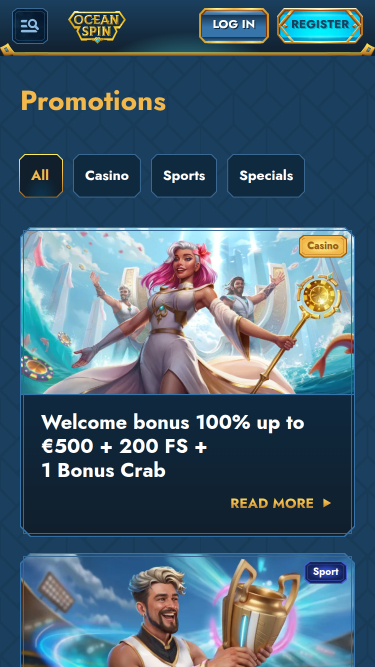 Promotions mobiles du casino Oceanspin
