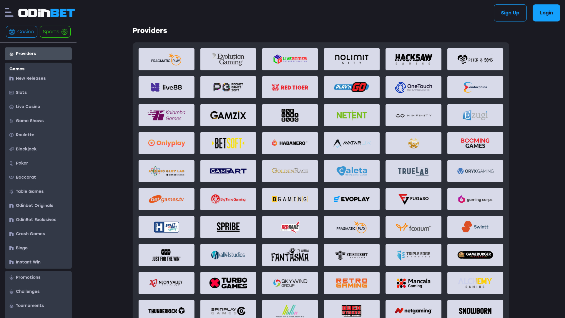 Sviluppatori di giochi desktop per casinò Odinbet