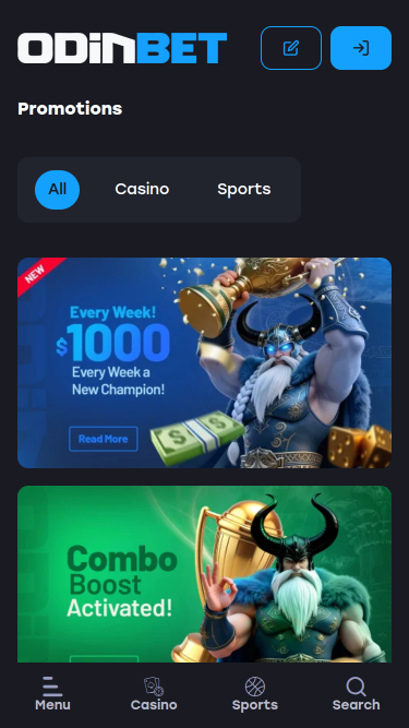Promozioni mobile del casinò Odinbet