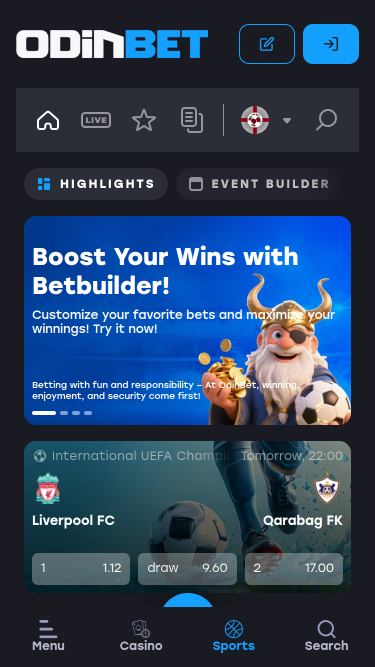 Odinbet Casino Scommesse sportive mobili