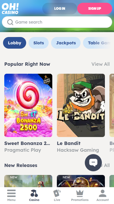 Jeux de casino mobiles Oh
