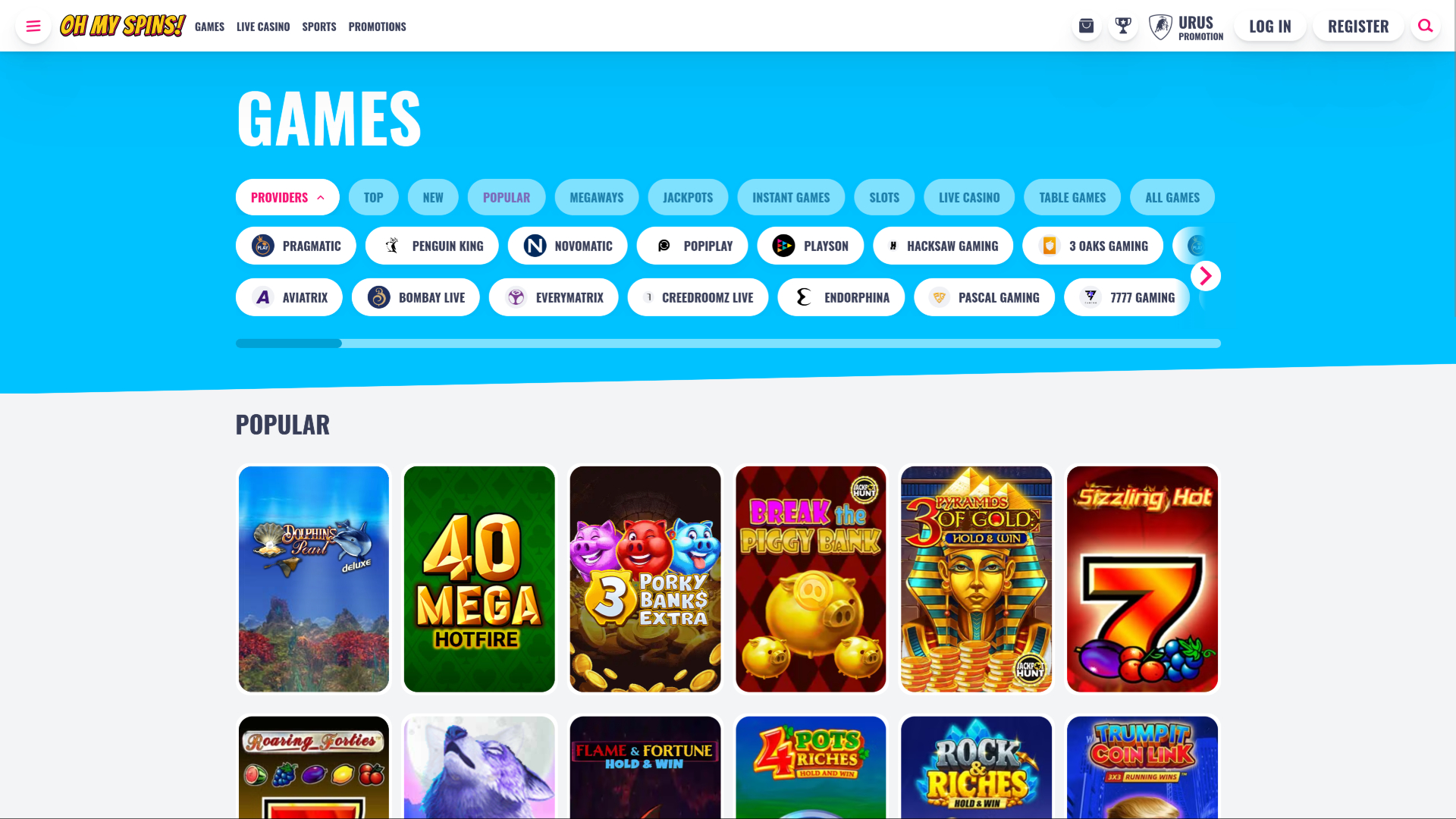 Développeurs du jeu de casino Oh My Spins pour ordinateur