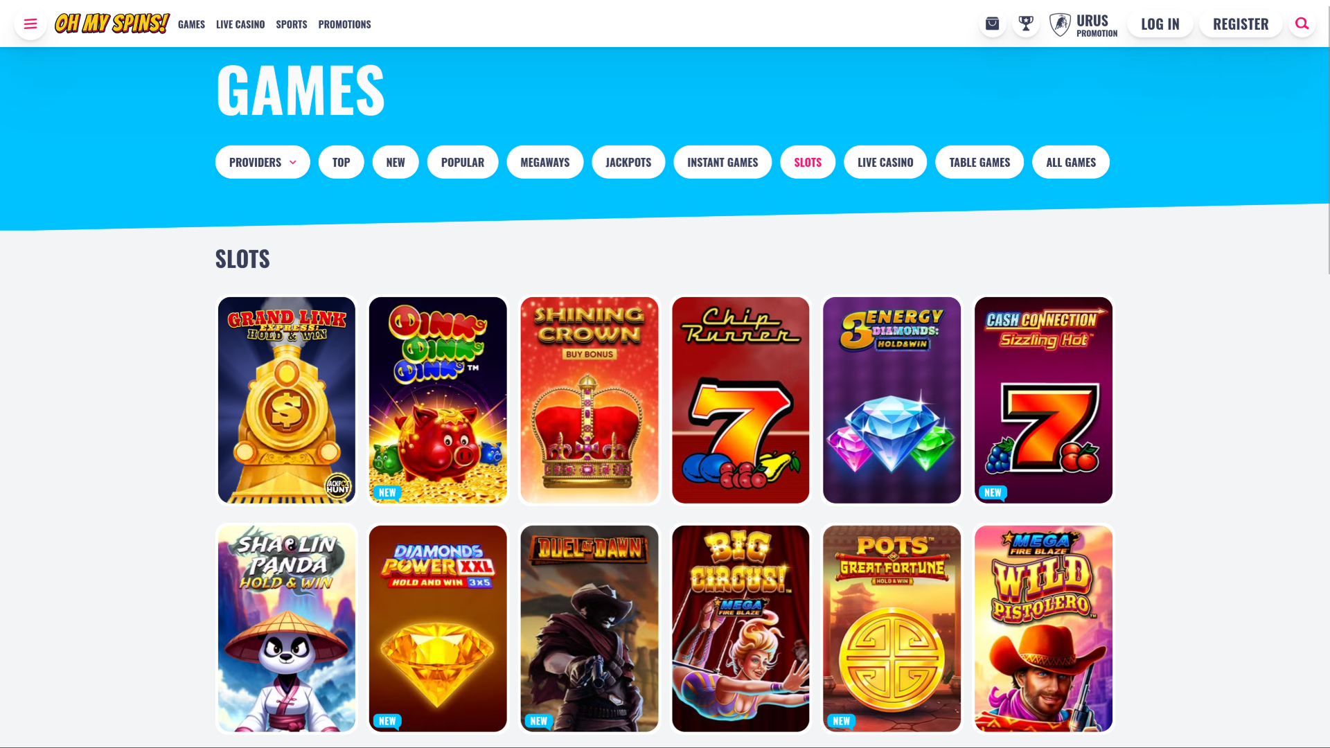 Jeux de casino Oh My Spins pour ordinateur