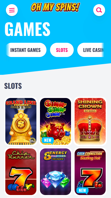 Jeux mobiles de casino Oh My Spins