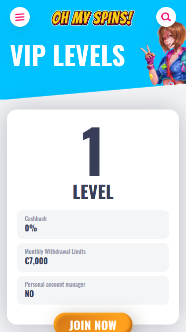 Programme VIP mobile du casino Oh My Spins