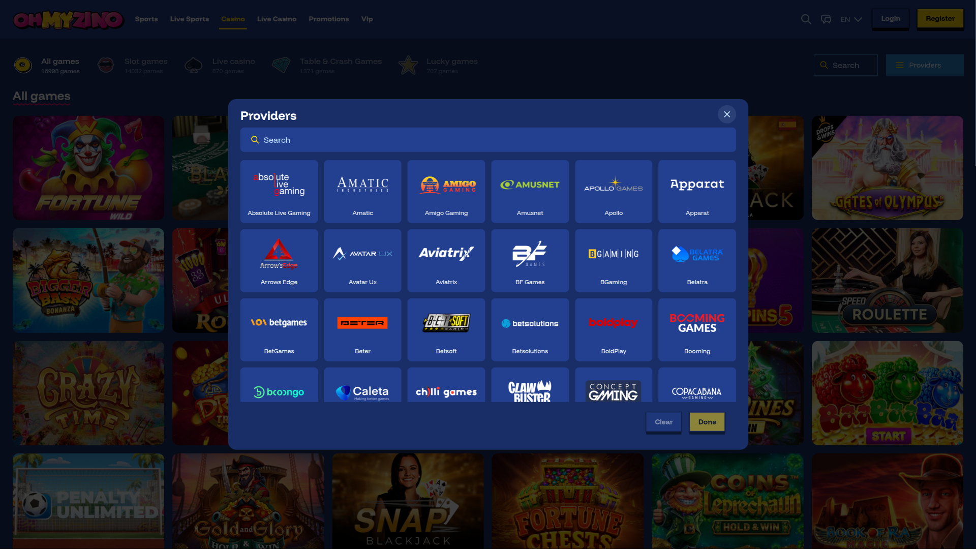 Développeurs du jeu de casino OhMyZino pour ordinateur