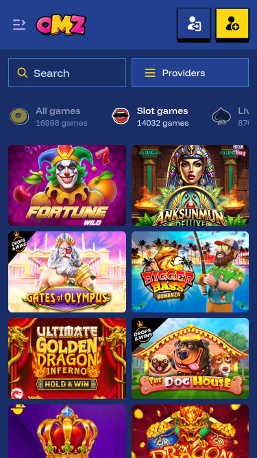 Jeux mobiles de casino OhMyZino