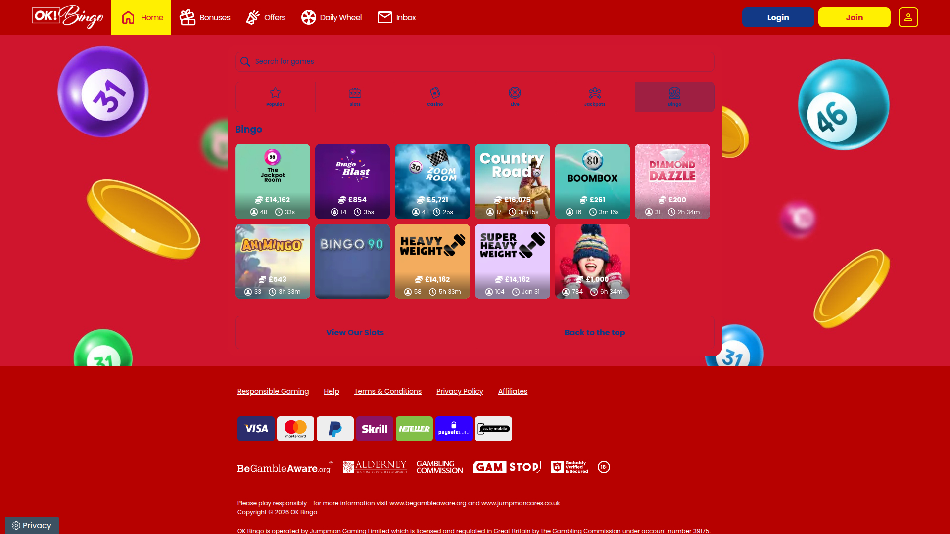 Ok Bingo Casino игры в бинго для настольных компьютеров.