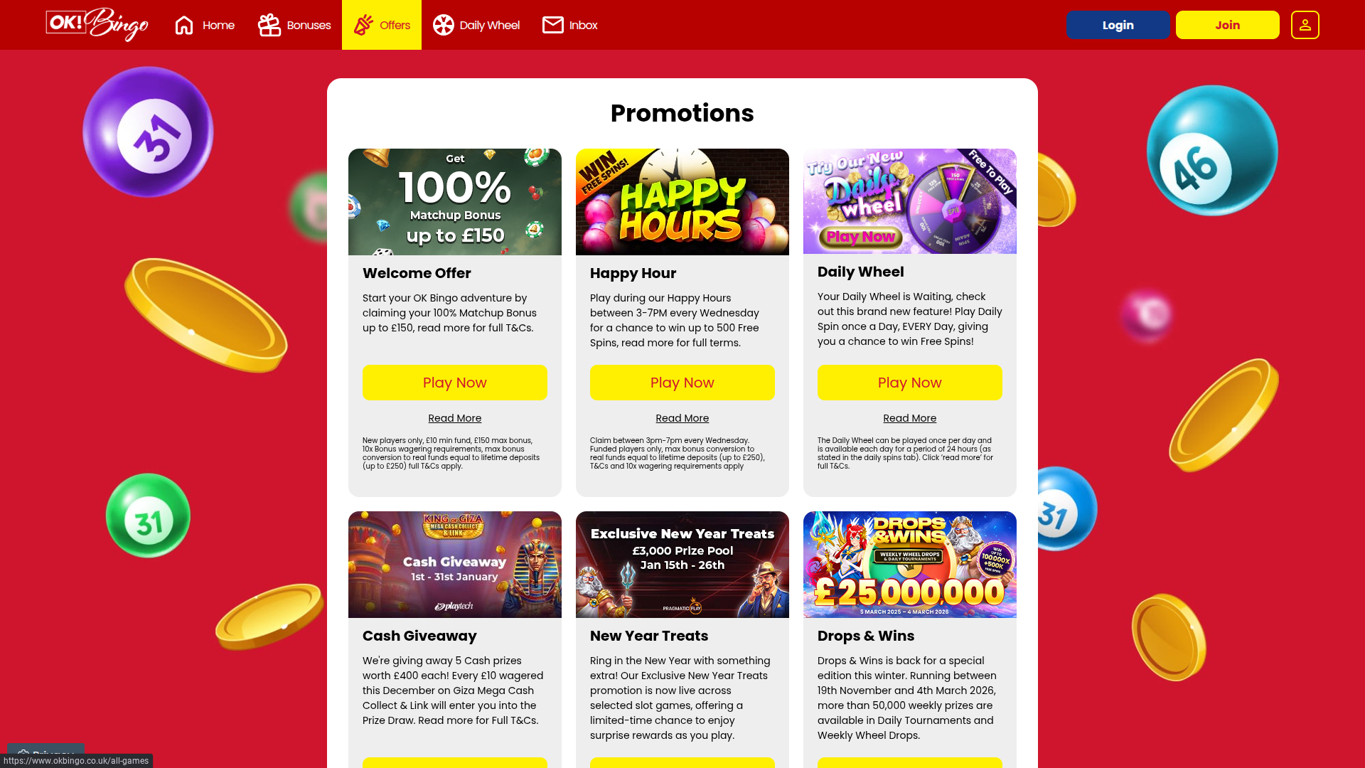 Акции Ok Bingo Casino для настольных компьютеров