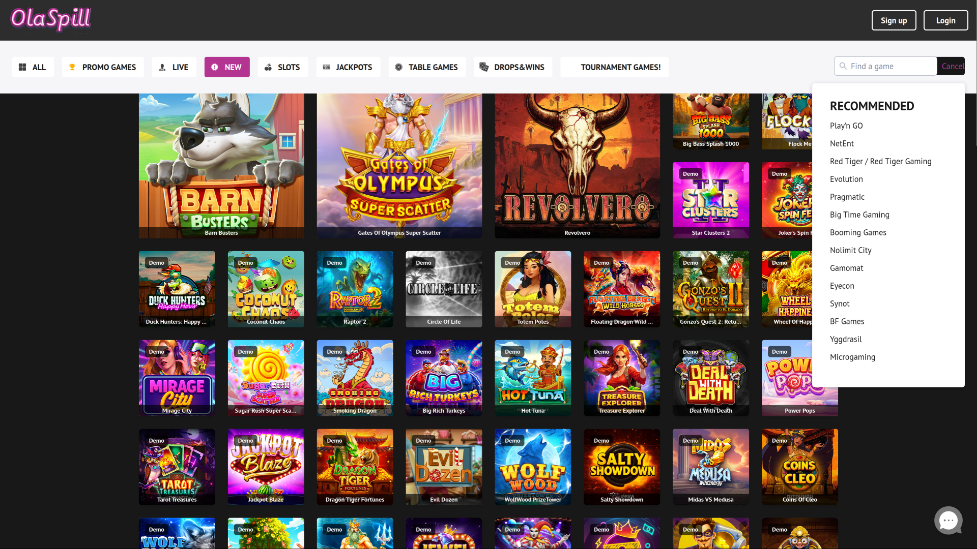 Développeurs du jeu de casino Olaspill pour ordinateur