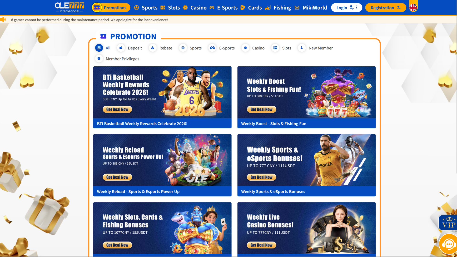 Promociones de escritorio del casino Ole777