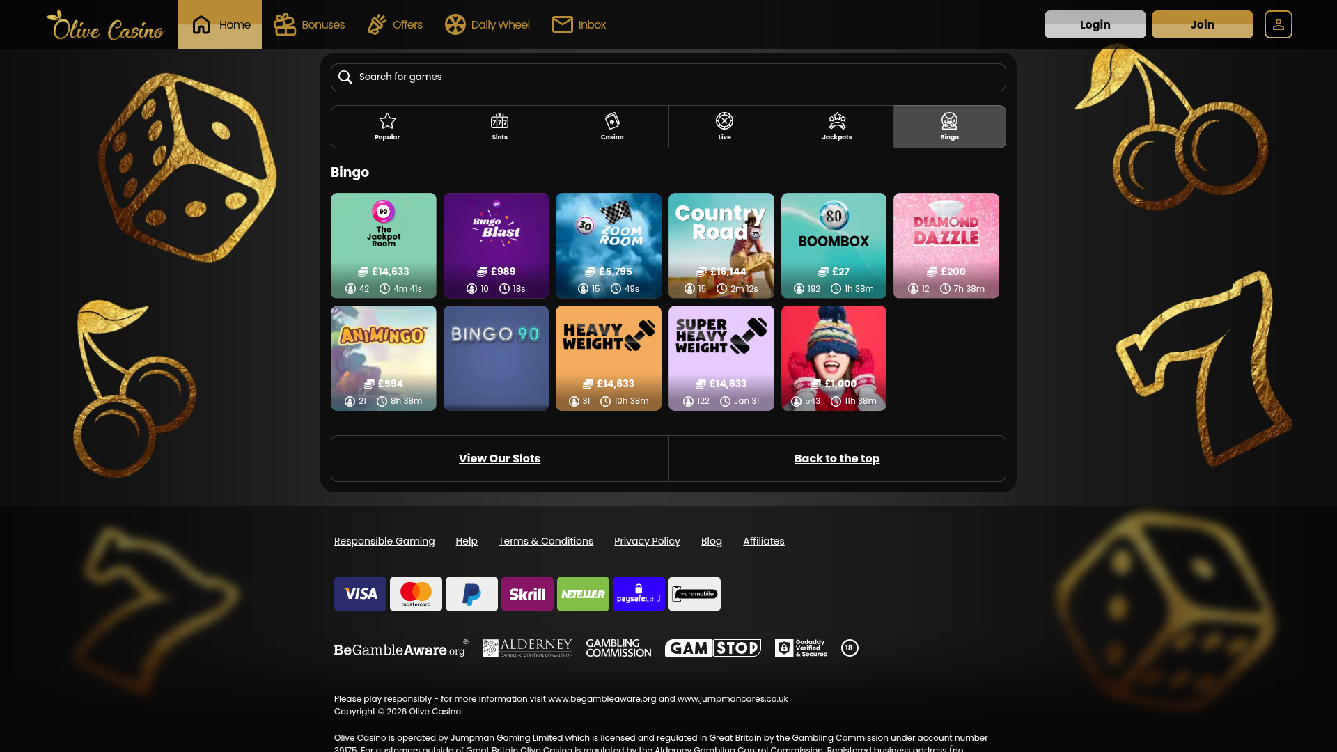 Bingo de bureau Olive Casino