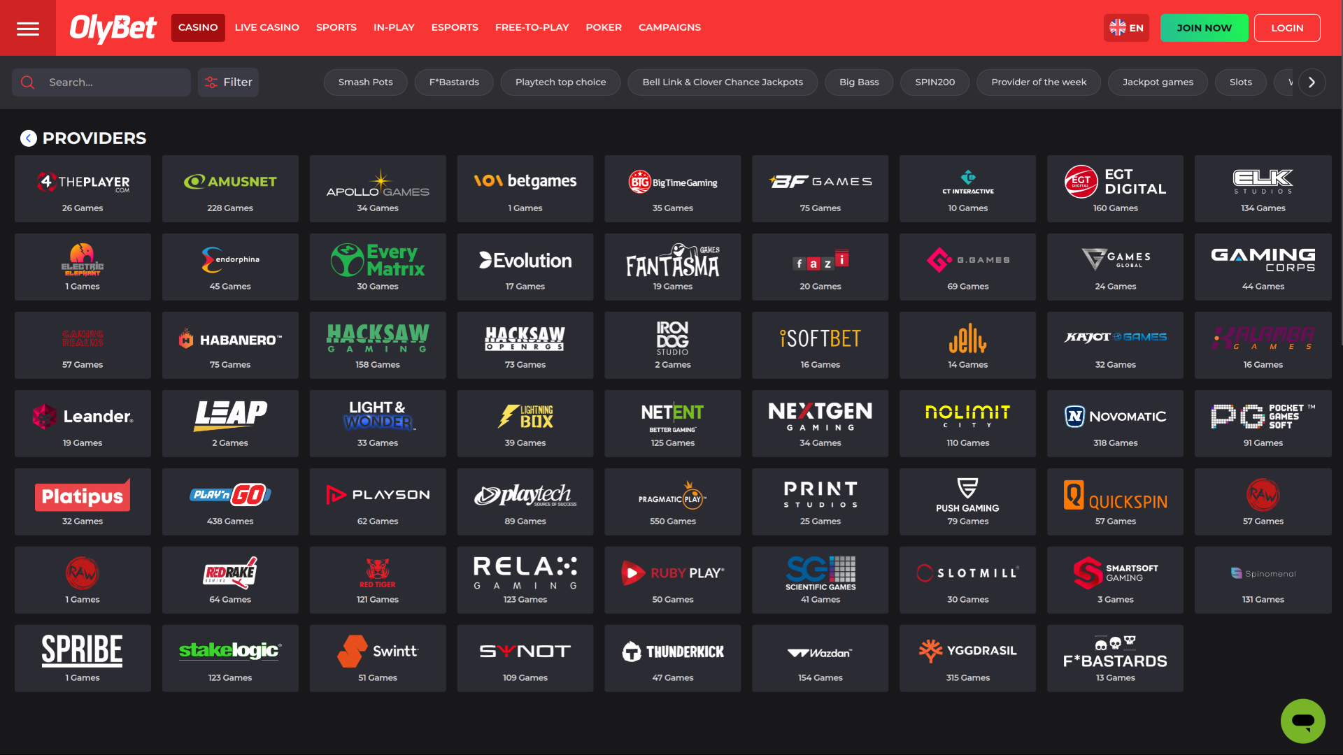 Olybet Casino Desktop-Spieleentwickler