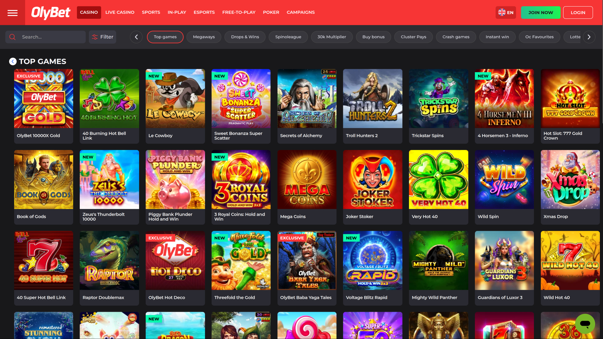 Olybet Casino Desktop-Spiele
