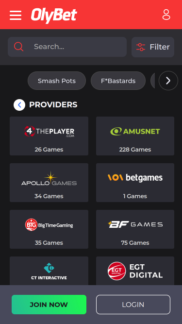 Olybet Casino Mobile Game Developers