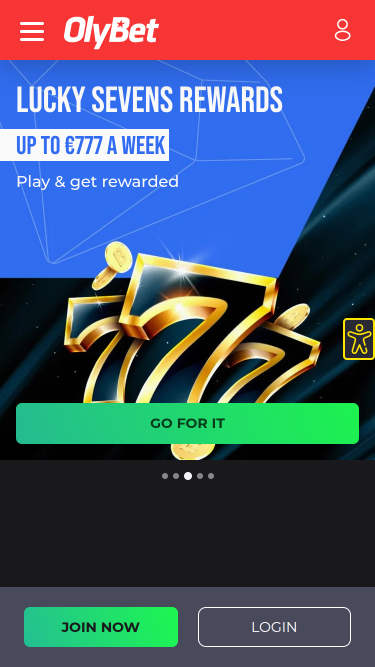 Olybet Casino Mobile Homepage