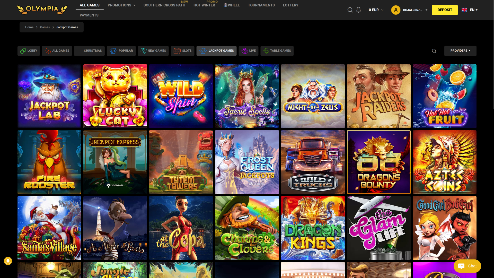 Jackpot de bureau du casino Olympia