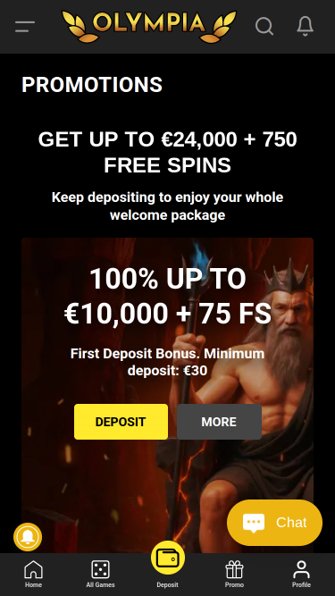 Promotions mobiles du casino Olympia