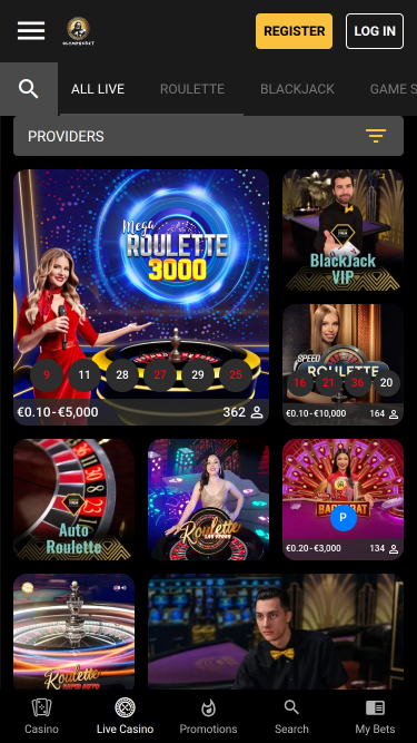 Casino móvil Olympusbet con crupier en vivo