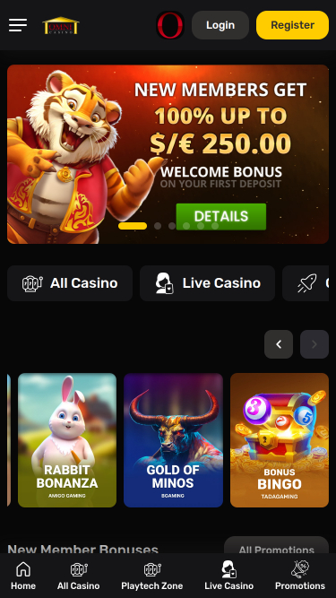 Omni Casino Mobile Homepage