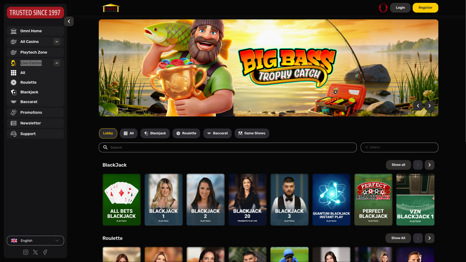 Omni Casino Desktop Live dealer