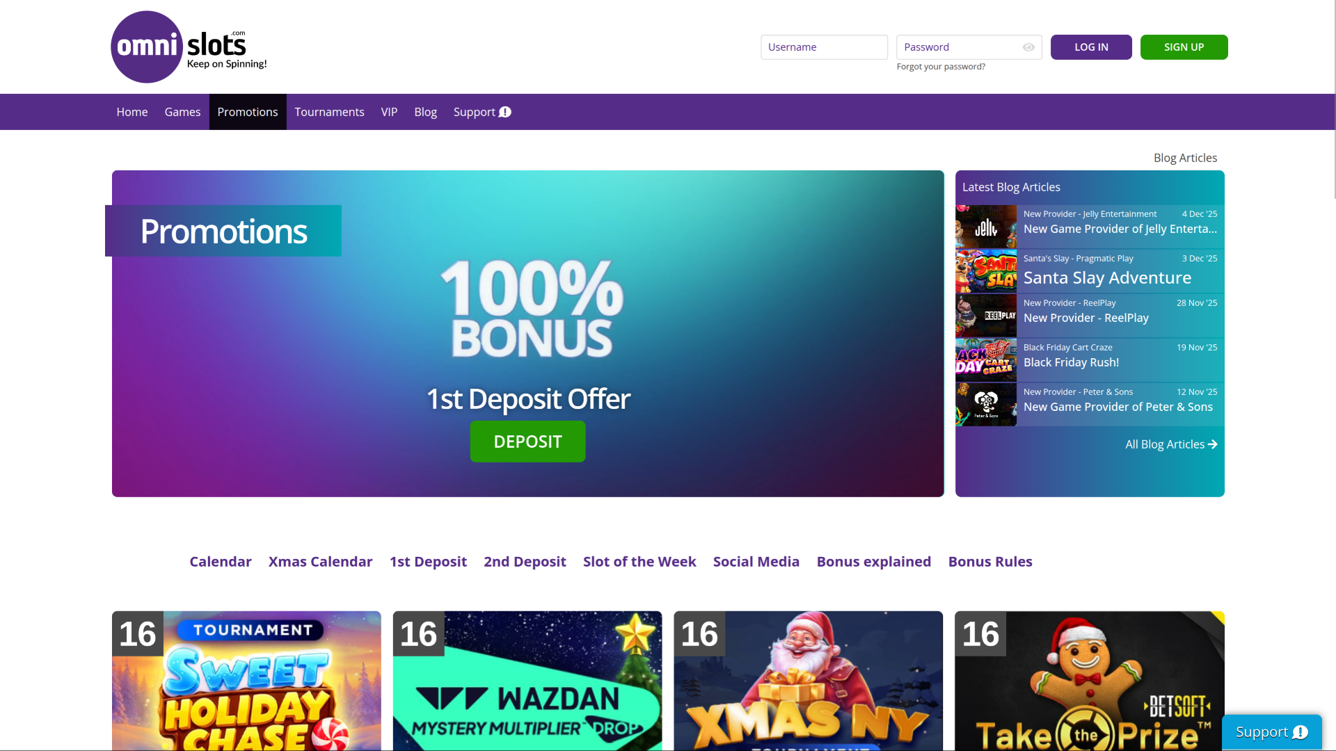 Omni Slots Casino Desktop Promotions