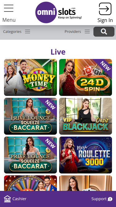 Omni Slots Casino Mobile Live Dealer
