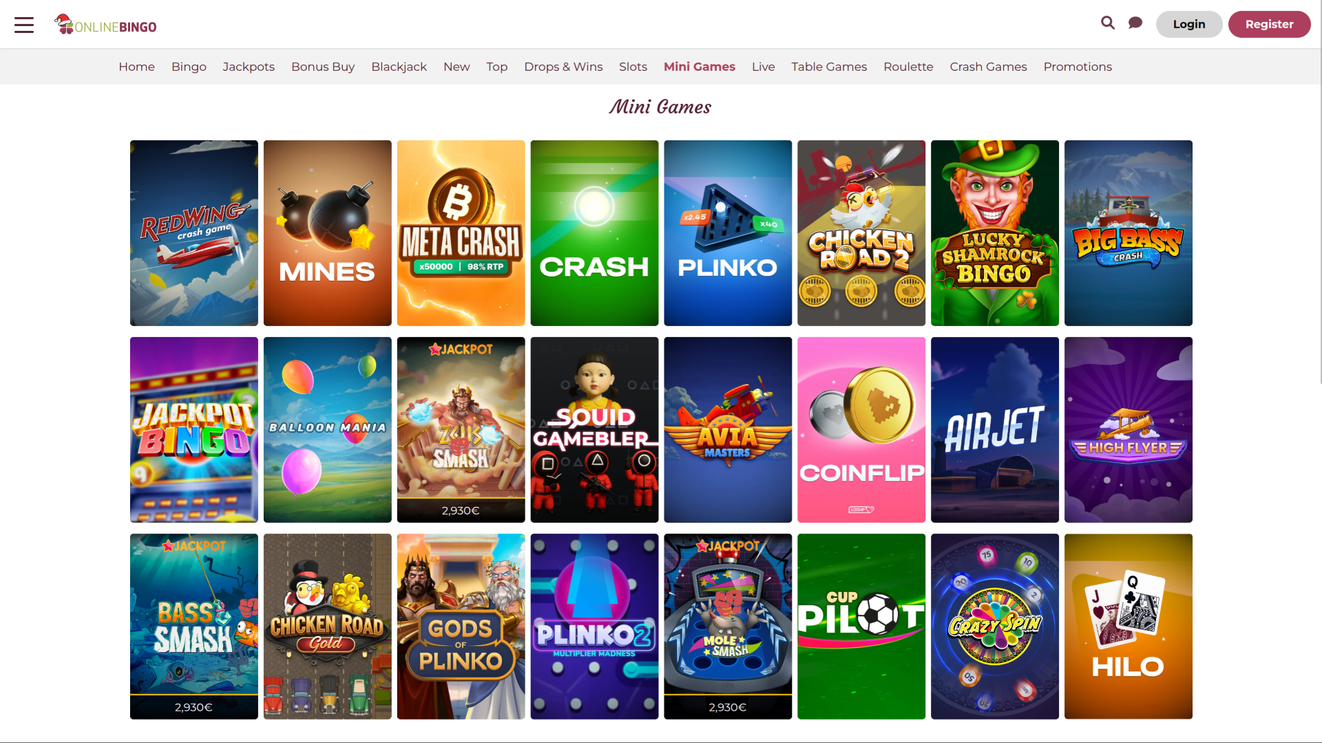 Mini-jeux de Online Bingo pour ordinateur