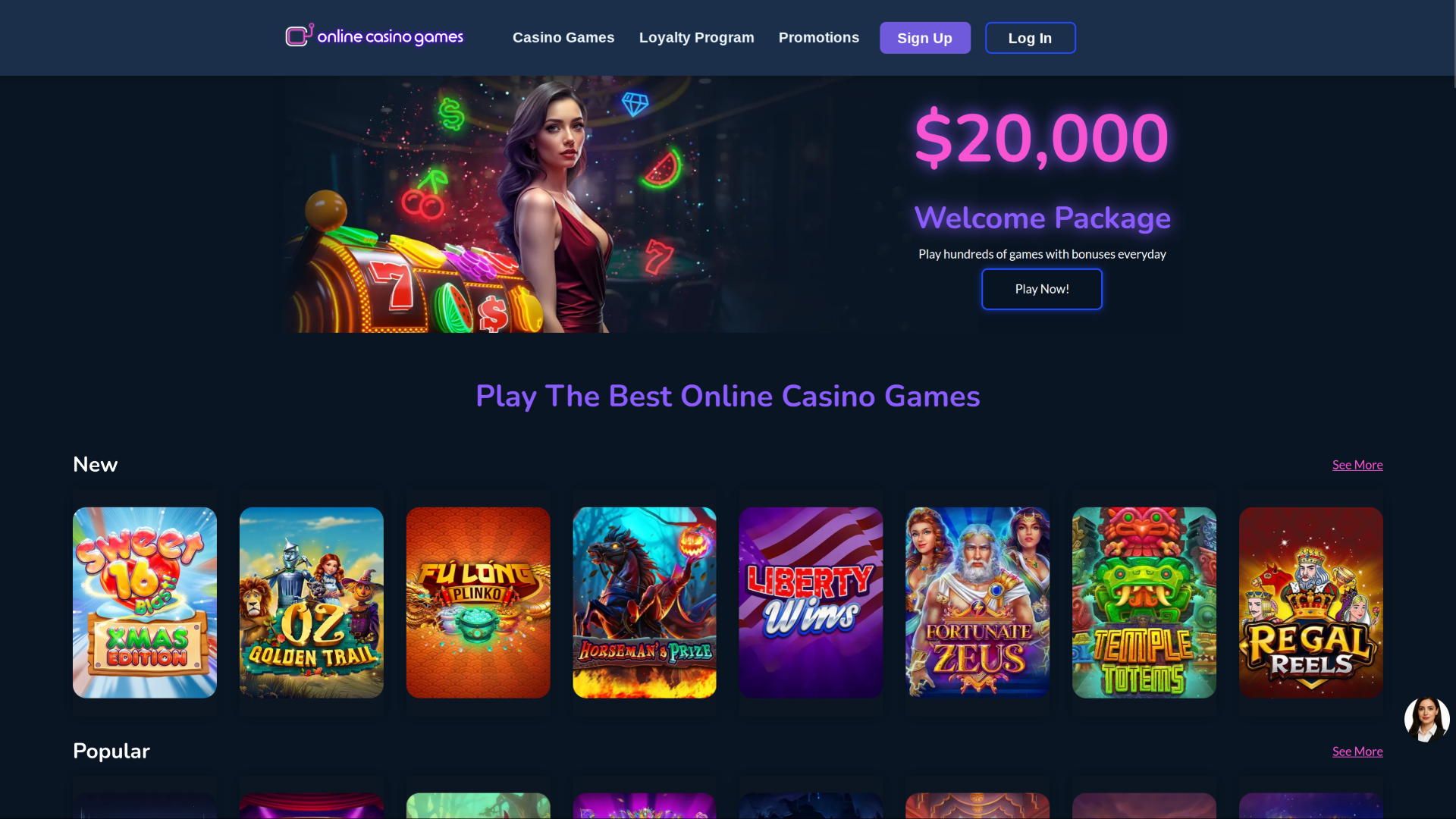Online-Casino-Spiele-Desktop-Startseite