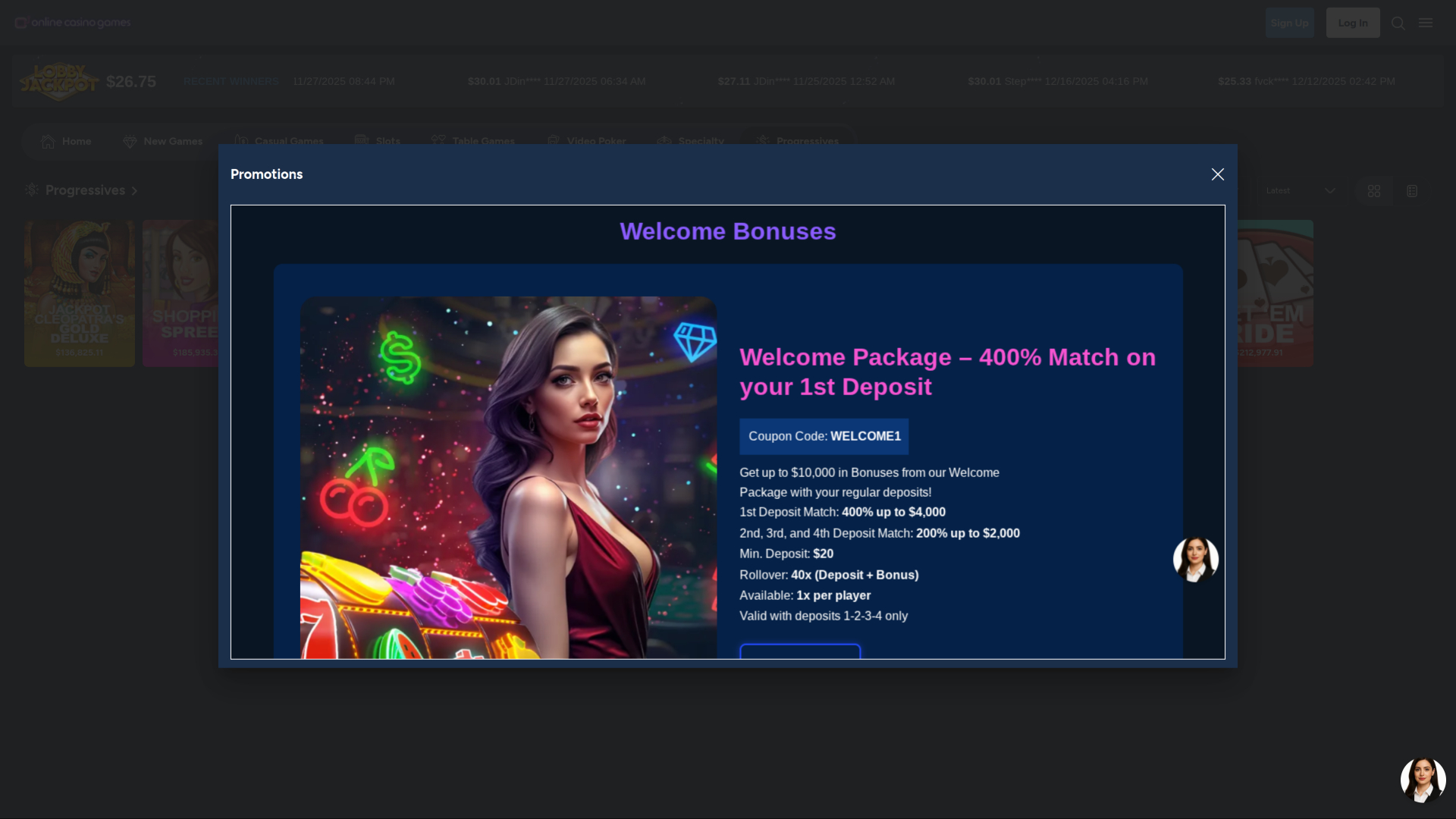Online-Casino-Spiele Desktop-Aktionen