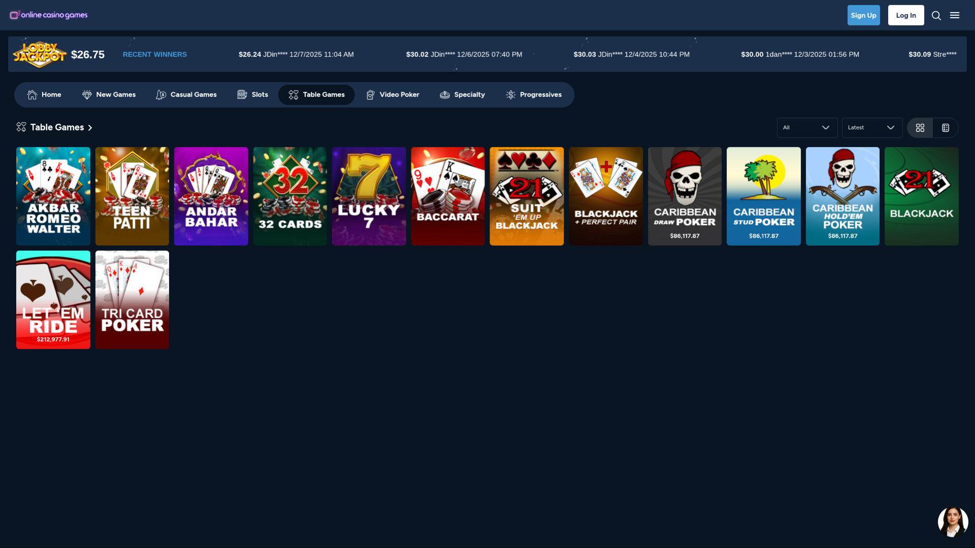 Online-Casinospiele, Desktop-Tischspiele