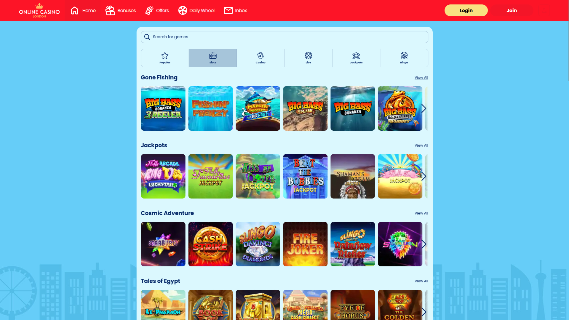 Jeux de casino en ligne de Londres sur ordinateur