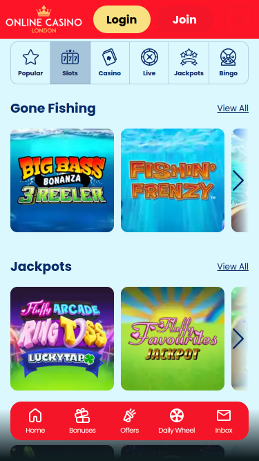 Jeux mobiles de casino en ligne de Londres