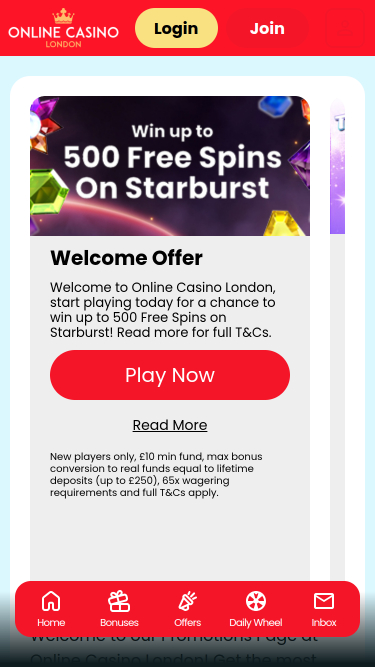 Promotions mobiles des casinos en ligne de Londres