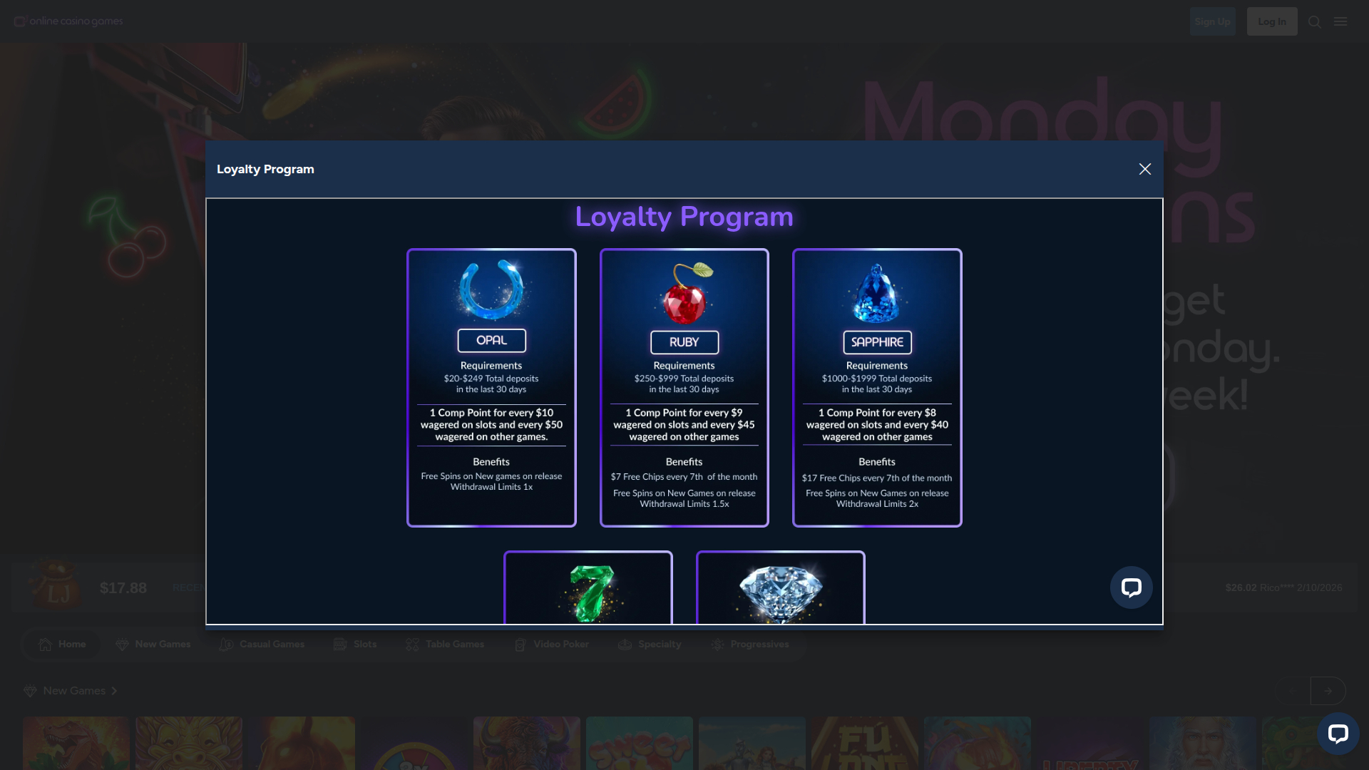 Programa VIP de escritorio para juegos de casino en línea