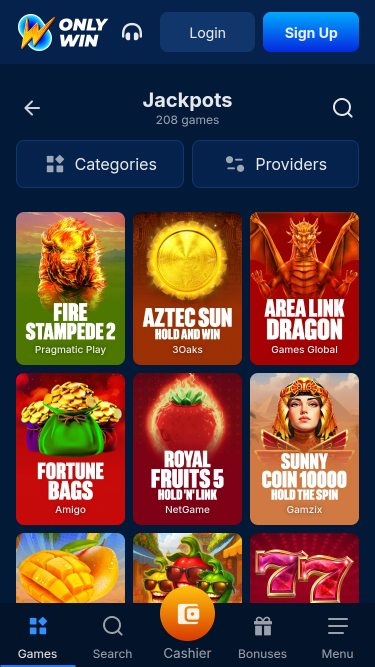 Jackpot del Casinò Mobile Only Win