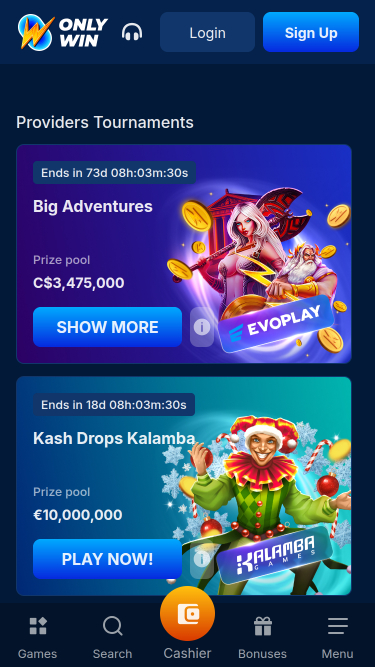 Tornei mobili di Only Win Casino