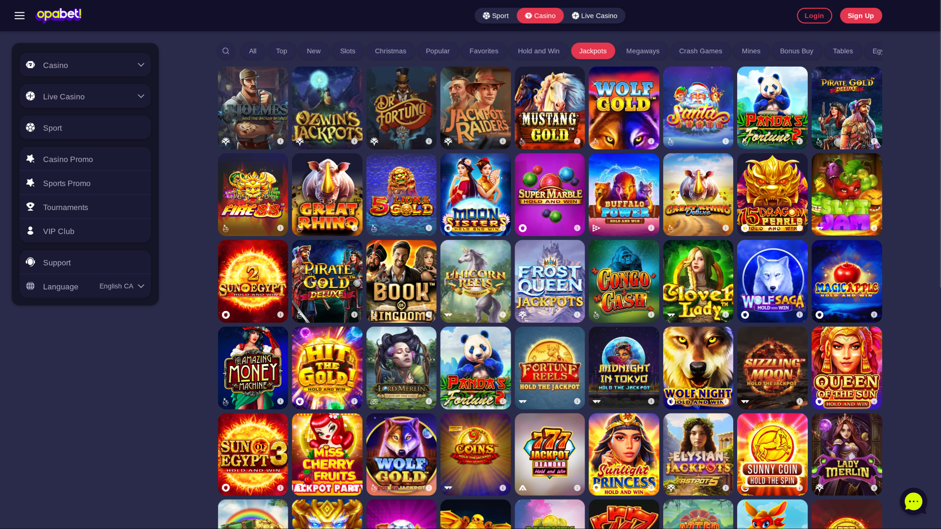 OpaBet Casino Desktop Jackpot