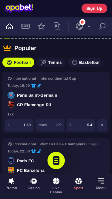 OpaBet Casino Mobile Sports