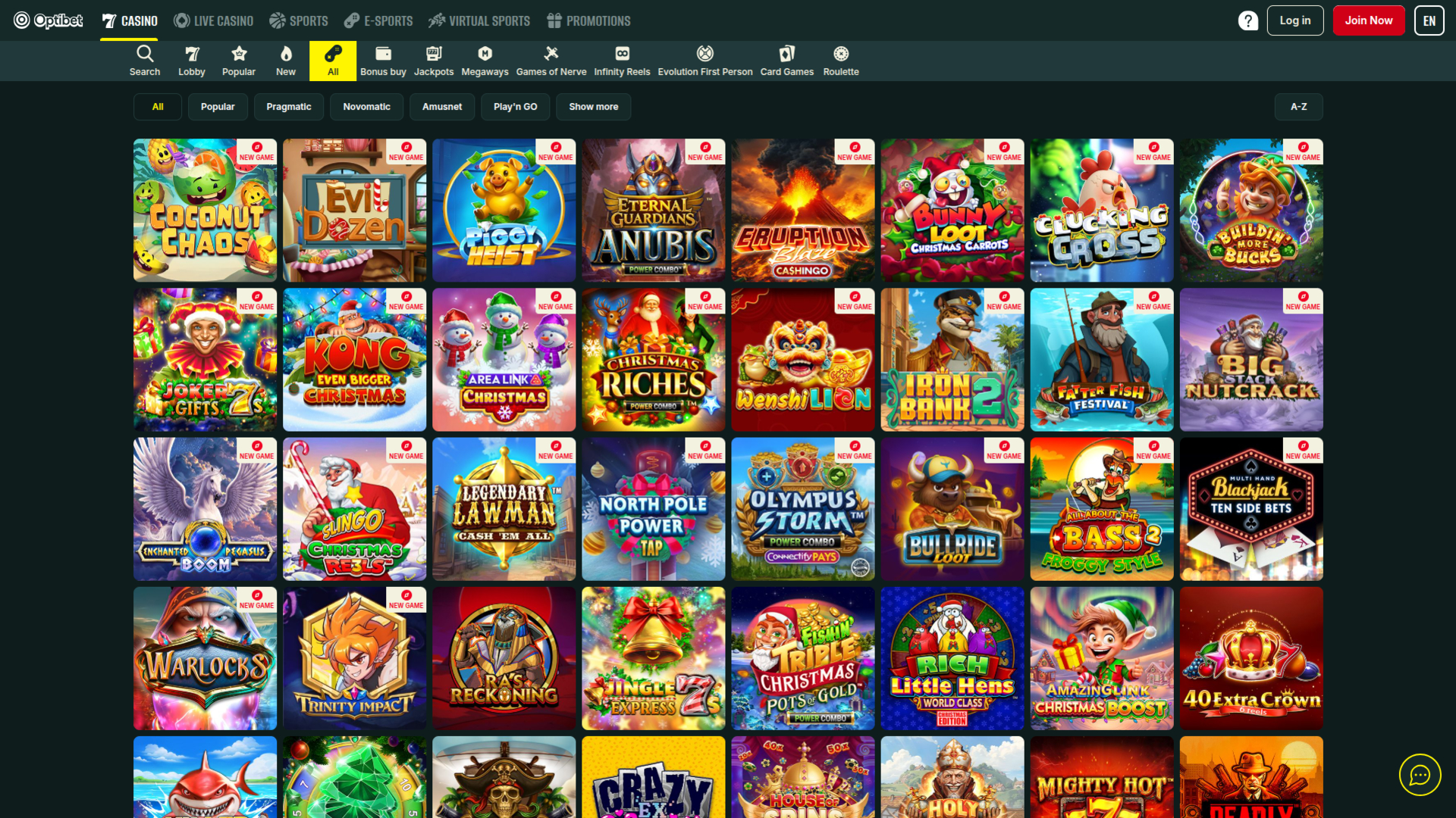 Jeux de casino Optibet sur ordinateur