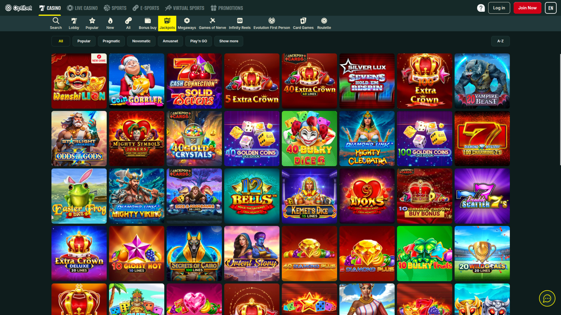 Jackpot de bureau du casino Optibet